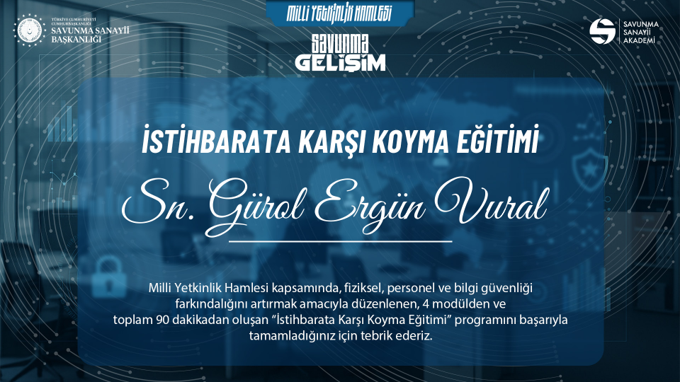 Gürol Ergün Vural - İstihbarata Karşı Koyma Sertifikası