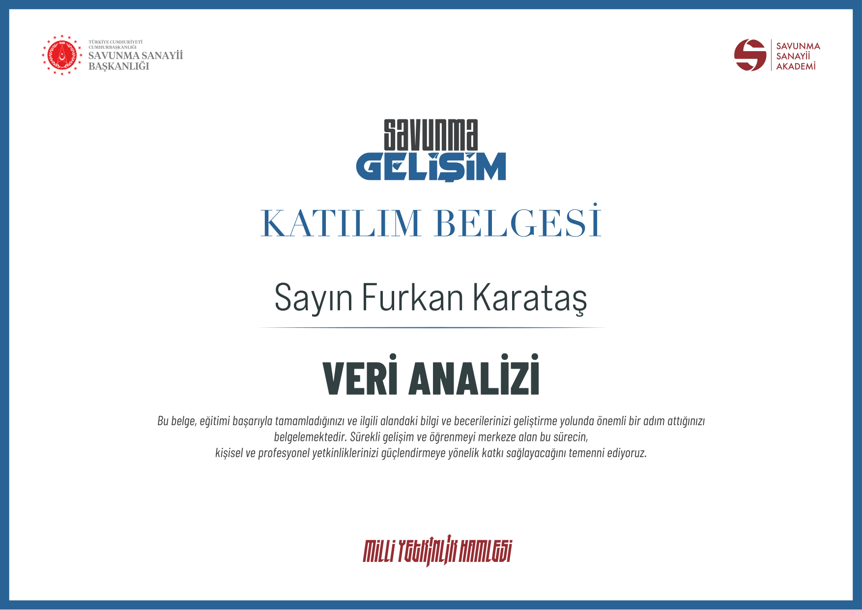 Furkan Karataş - Veri Analizi Sertifikası